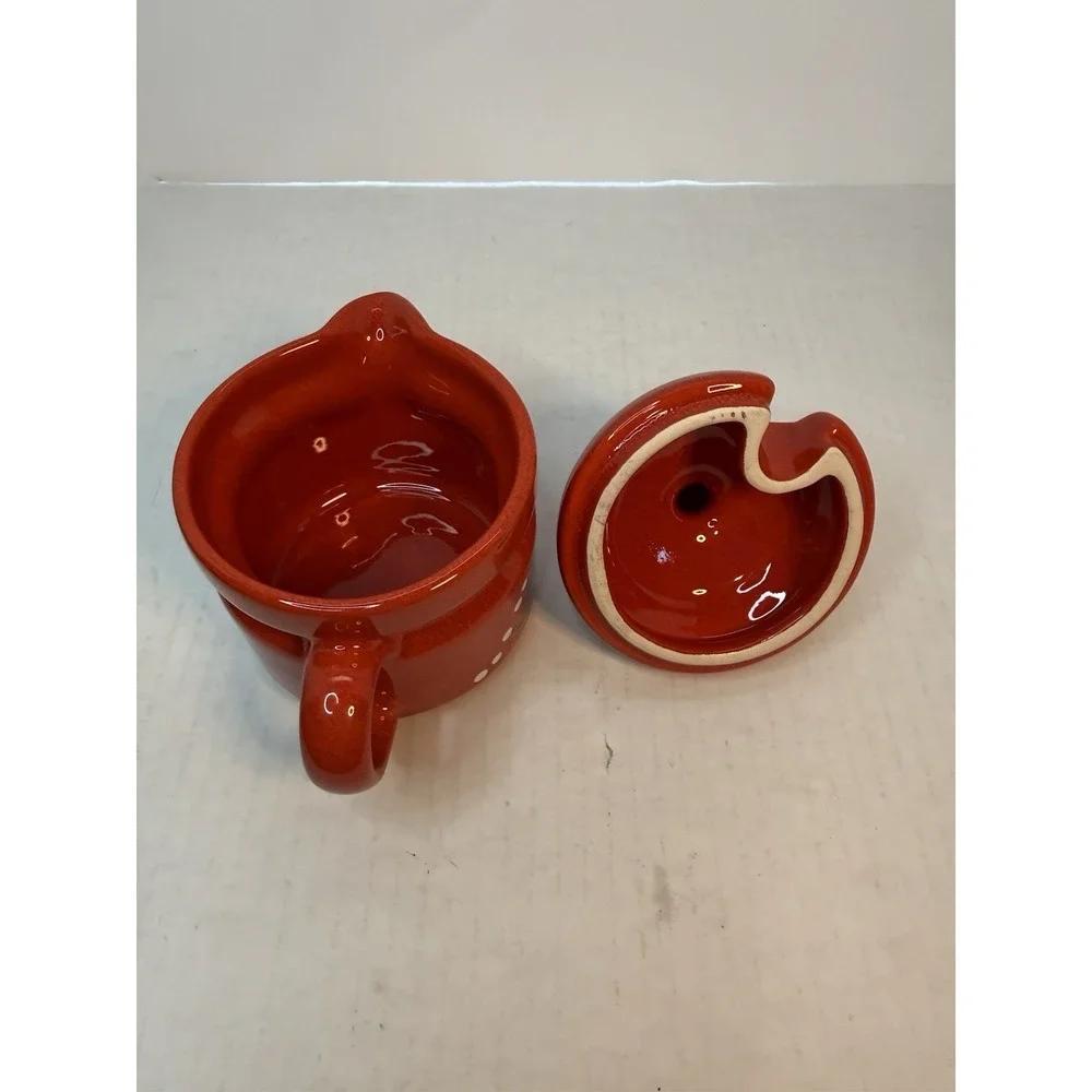 Waechtersbach Red Christmas Tree Cups & Saucers Set Of‎ 4 Creamer w/ Lid Germany